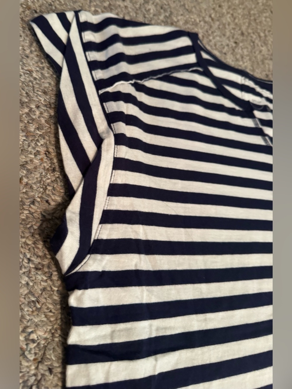 Aerie Women's Summer Breeze Notch Neck T-Shirt Summer Navy Stripe NWT - Picture 2 of 4